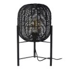 HERMINE Rattan czarny Ø30cm E27 Lampa stołowa