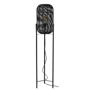 HERMINE Rattan czarny Ø30cm E27 Lampa podłogowa