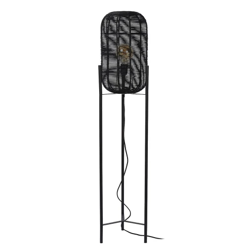 Lampa podłogowa HERMINE Rattan czarny Ø30cm E27 Lucide 03741/01/30 | 5411212031662 noxbox lampynox www.lampynox.pl