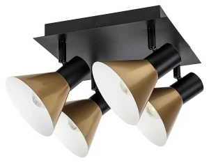 Alvaro czarny mat | złoty 4xE14 Spot