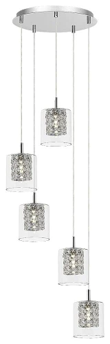 Lampa wisząca Duchess chrom | przeźroczysty 5xG9 Rabalux 3117 | 5998250331171 noxbox lampynox www.lampynox.pl