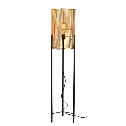 Lampa podłogowa na trójnogu JANTINE Rattan Jasne drewno Ø30cm E27 Lucide 03740/01/72 | 5411212031648 noxbox lampynox www.lampynox.pl