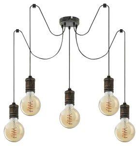 Fidel złoto antyczne 5xE27 Lampa wisząca pająk