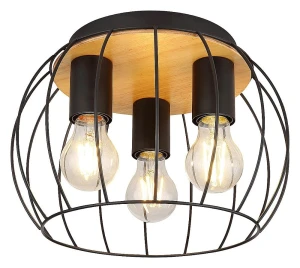 Kamala czarny | brąz Ø 30cm. 3xE27 Lampa sufitowe