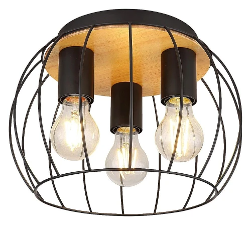 Lampa sufitowe Kamala czarny | brąz Ø 30cm. 3xE27 Rabalux 5293 | 5998250352930 noxbox lampynox www.lampynox.pl