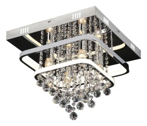 Pallas chrom szer. 40cm. 4xE14 + LED 3 step dim 36W 4000K Lampa sufitowa z kryształami