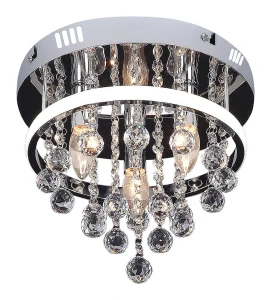 Pallas chrom Ø 30cm. 3xE14 + LED 3 step dim 20W 4000K Lampa sufitowa z kryształami