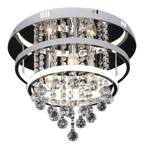 Pallas chrom Ø 40cm. 3xE14 + LED 3 step dim 32W 4000K Lampa sufitowa z kryształami