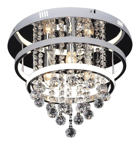 Lampa sufitowa z kryształami Pallas chrom Ø 40cm. 3xE14 + LED 3 step dim 32W 4000K Rabalux 2237 | 5998250322377 noxbox lampynox www.lampynox.pl
