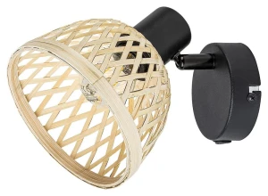 Rattan czarny mat | beż E14 Kinkiet regulowany z włącznikiem ( na stanie 2szt. dostępne od ręki.)