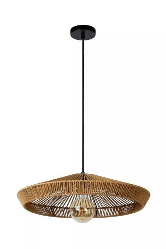 Lampa rattanowa wisząca YUNKAI brąz Ø 50cm E27 Lucide 10413/50/72 | 5411212105691 noxbox lampynox www.lampynox.pl