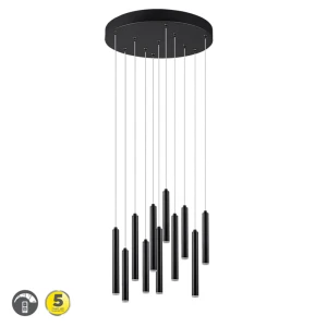 TUBULAR Czarny Mat LED Ściemnialna 11 x 350lm 3000K  Lampa wisząca 