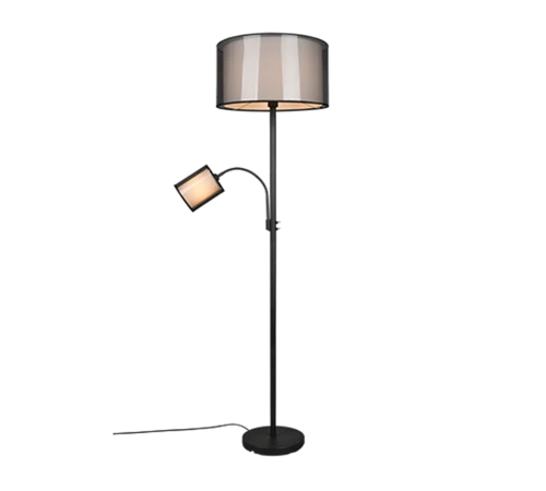 Lampa podłogowa stojąca BURTON czarny | przydymiony | biały ⌀45cm. E27 | E14 Trio 411400232 | 4017807538731 noxbox lampynox www.lampynox.pl