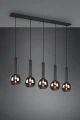 Lampa wisząca CLAYTON czarny mat | przydymiony 5xE27 Trio 310300532 | 4017807522471 noxbox lampynox www.lampynox.pl