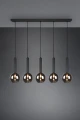 Lampa wisząca CLAYTON czarny mat | przydymiony 5xE27 Trio 310300532 | 4017807522471 noxbox lampynox www.lampynox.pl