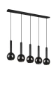 Lampa wisząca CLAYTON czarny mat | przydymiony 5xE27 Trio 310300532 | 4017807522471 noxbox lampynox www.lampynox.pl