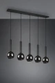 Lampa wisząca CLAYTON czarny mat | przydymiony 5xE27 Trio 310300532 | 4017807522471 noxbox lampynox www.lampynox.pl