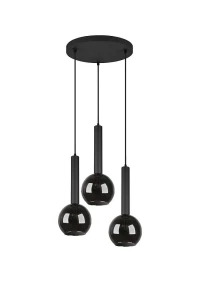 CLAYTON czarny mat | przydymiony 3xE27 Lampa wisząca
