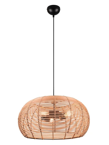 Lampa wisząca INGA beż rattan ⌀50cm. 3xE27 Trio 312200336 | 4017807544800 noxbox lampynox www.lampynox.pl