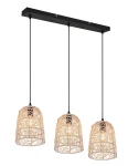 LOVIS czarny | beż rattan 3xE27 Lampa wisząca