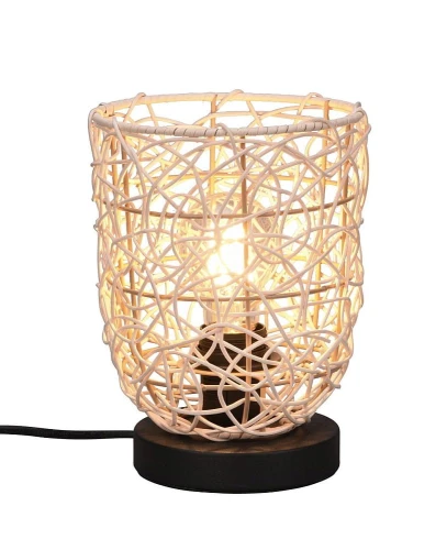 Lampka stołowa LOVIS czarny | beż rattan E27 RL R51141036 | 4017807539578 noxbox lampynox www.lampynox.pl