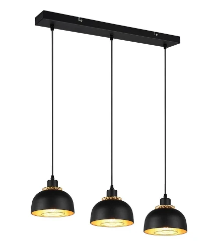 Lampa wisząca potrójna PUNCH czarny mat | złoty 3xE27 RL R30813032 | 4017807537468 noxbox lampynox www.lampynox.pl