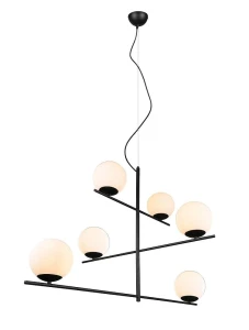 PURE czarny mat 6xE14 Lampa wisząca regulowana