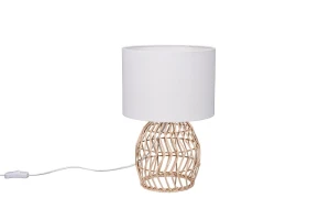 RIKE beż | biały rattan E27 Lampka stołowa