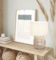 Lampka stołowa RIKE beż | biały rattan E27 RL R51131036 | 4017807539349 noxbox lampynox www.lampynox.pl