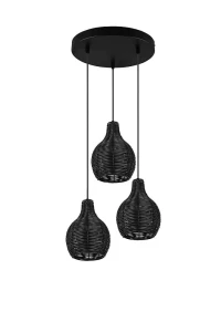 SPROUT czarny rattan Ø39cm. 3xE14 Lampa wisząca