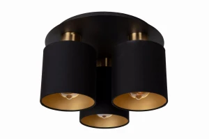 FUDRAL czarny | matowe złoto - mosiądz Ø 37cm. 3xE27 Lampa sufitowa