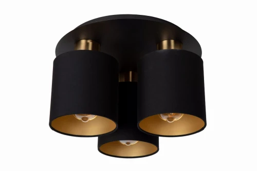 Lampa sufitowa FUDRAL czarny | matowe złoto - mosiądz Ø 37cm. 3xE27 Lucide 74115/03/30 | 5411212741042 noxbox lampynox www.lampynox.pl