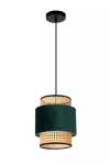 JAVOR zielony | beżowy rattan Ø 23cm. E27 Lampa wisząca