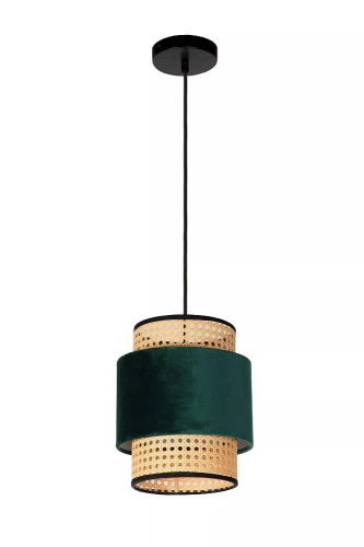 Lampa wisząca JAVOR zielony | beżowy rattan Ø 23cm. E27 Lucide 34439/23/33 | 5411212343536 noxbox lampynox www.lampynox.pl