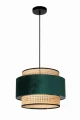Lampa wisząca JAVOR zielony | beżowy rattan Ø 38cm. E27 Lucide 34439/38/33 | 5411212343543 noxbox lampynox www.lampynox.pl