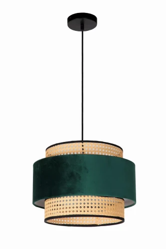 Lampa wisząca JAVOR zielony | beżowy rattan Ø 38cm. E27 Lucide 34439/38/33 | 5411212343543 noxbox lampynox www.lampynox.pl