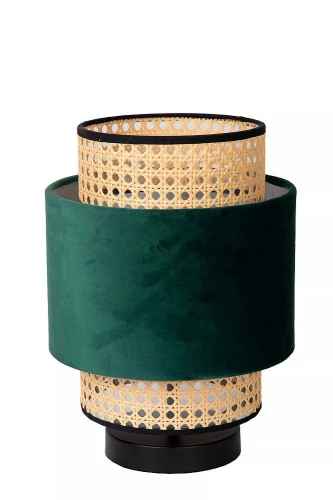 Lampa stołowa JAVOR zielony | beżowy rattan Ø 23cm. E27 Lucide 34539/01/33 | 5411212343550 noxbox lampynox www.lampynox.pl