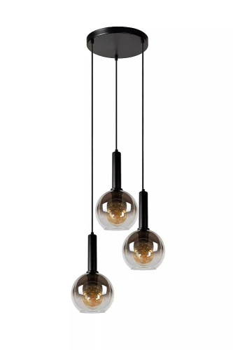 Lampa wisząca MARIUS czarny | szary przydymiony Ø 48cm. 3xE27 Lucide 45402/13/30 | 5411212452238 noxbox lampynox www.lampynox.pl