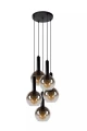 Lampa wisząca MARIUS czarny | szary przydymiony Ø 55cm. 5xE27 Lucide 45402/15/30 | 5411212452245 noxbox lampynox www.lampynox.pl