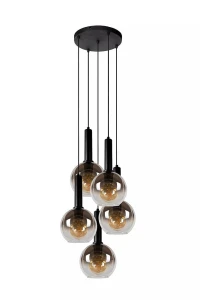 MARIUS czarny | szary przydymiony Ø 55cm. 5xE27 Lampa wisząca