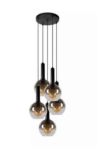 Lampa wisząca MARIUS czarny | szary przydymiony Ø 55cm. 5xE27 Lucide 45402/15/30 | 5411212452245 noxbox lampynox www.lampynox.pl