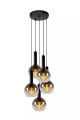 Lampa wisząca MARIUS czarny | szary przydymiony Ø 55cm. 5xE27 Lucide 45402/15/30 | 5411212452245 noxbox lampynox www.lampynox.pl
