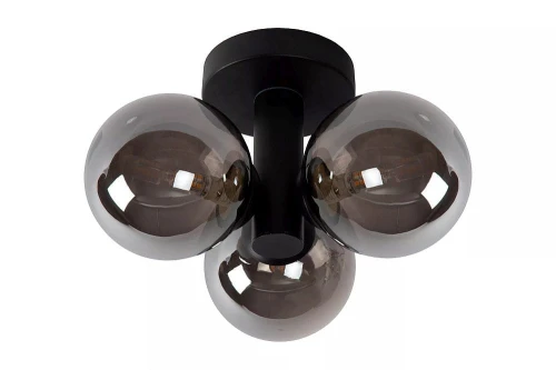 Łazienkowa lampa sufitowa TRUDY czarny | szary przydymiony Ø 30cm. 3xG9 IP44 Lucide 74116/03/30 | 5411212741028 noxbox lampynox www.lampynox.pl