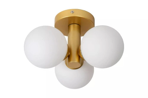 Łazienkowa lampa sufitowa TRUDY matowe złoto - mosiądz | biały Ø 30cm. 3xG9 IP44 Lucide 74116/03/02 | 5411212741011 noxbox lampynox www.lampynox.pl