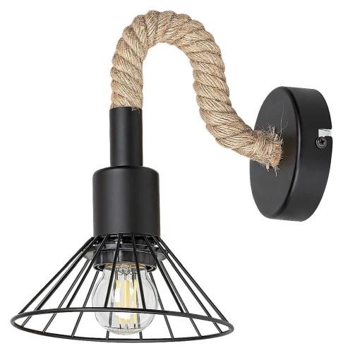 Kinkiet ścienny Daryl czarny | beż Ø 15cm. E27 Rabalux 5270 | 5998250352701 noxbox lampynox www.lampynox.pl
