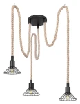 Daryl czarny | beż 3xE27 Lampa wisząca sznur pająk 