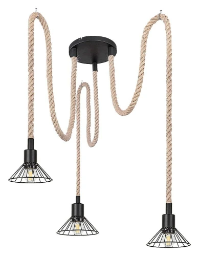 Lampa wisząca sznur pająk Daryl czarny | beż 3xE27 Rabalux 5272 | 5998250352725 noxbox lampynox www.lampynox.pl
