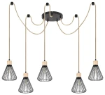 Farfalle czarny | brązowy 5xE27 Lampa wisząca sznur pająk