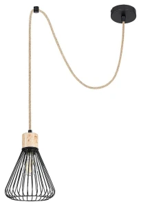 Farfalle czarny | brązowy E27 Lampa wisząca sznur