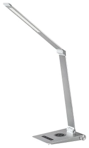 Nilfgard srebrny LED dim. 13W ładowarka indukcyjna i USB 2800-5000K Lampa biurkowa ściemnialna